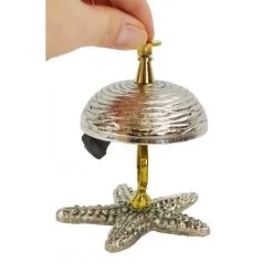 Silver & Gold Star Fish Reception Bell -Garden Supply Discount Store star fish desk bell3