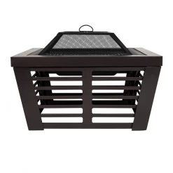 Steel Bronze Contemporary Fire Pit & Grill