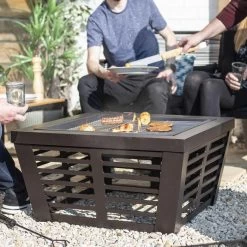 Steel Bronze Contemporary Fire Pit & Grill -Garden Supply Discount Store steel bronze contemporary fire pit grill 2