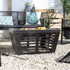 Steel Bronze Contemporary Fire Pit & Grill -Garden Supply Discount Store steel bronze contemporary fire pit grill 3