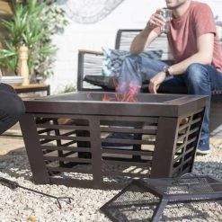 Steel Bronze Contemporary Fire Pit & Grill -Garden Supply Discount Store steel bronze contemporary fire pit grill 4