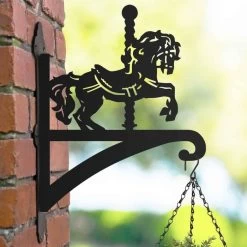 Steel Carousel Horse Hanging Basket Bracket -Garden Supply Discount Store steel carousel horse hanging basket bracket 4