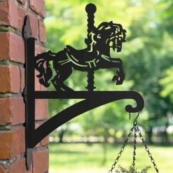 Steel Carousel Horse Hanging Basket Bracket -Garden Supply Discount Store steel carousel horse hanging basket bracket 6