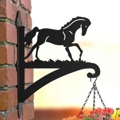 Steel Contemporary Galloping Horse Hanging Basket Bracket