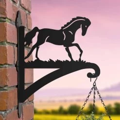 Steel Contemporary Galloping Horse Hanging Basket Bracket -Garden Supply Discount Store steel contemporary galloping horse hanging basket bracket 5