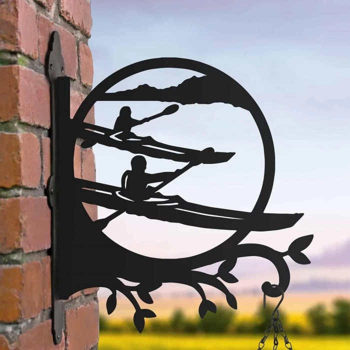 Steel Kayaking Couple Hanging Basket Bracket 3 Steel Kayaking Couple Hanging Basket Bracket