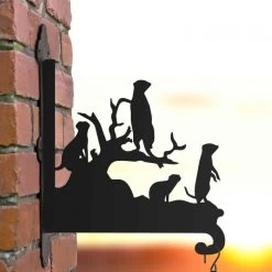 Steel Meerkat Family Hanging Basket Bracket
