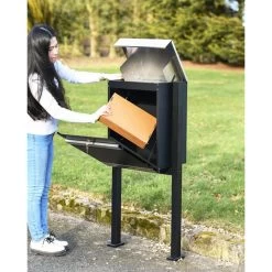 Steel "Beaumont" Parcel Box On Stand -Garden Supply Discount Store steel parcel box and stand5