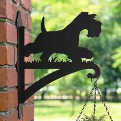 Steel Running Miniature Schnauzer Hanging Basket Bracket -Garden Supply Discount Store steel running minitiature schnauzer hanging basket bracket 3