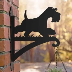 Steel Running Miniature Schnauzer Hanging Basket Bracket -Garden Supply Discount Store steel running minitiature schnauzer hanging basket bracket 4