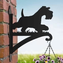 Steel Running Miniature Schnauzer Hanging Basket Bracket