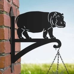 Steel Standing Hippo Hanging Basket Bracket