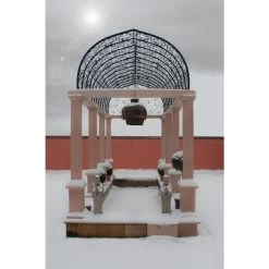 "Temple Of Peace" Garden Gazebo 12 "Temple Of Peace" Garden Gazebo -Garden Supply Discount Store temple of peace stone and iron gazebo in snow