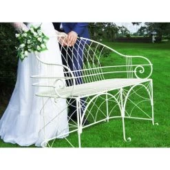 "The Claire" Wrought Iron Bench -Garden Supply Discount Store the claire wrought iron garden bench wedding shot 1