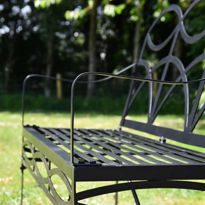 "The Dudley" Wrought Iron Garden Bench - Black 15 "The Dudley" Wrought Iron Garden Bench - Black - Image 13