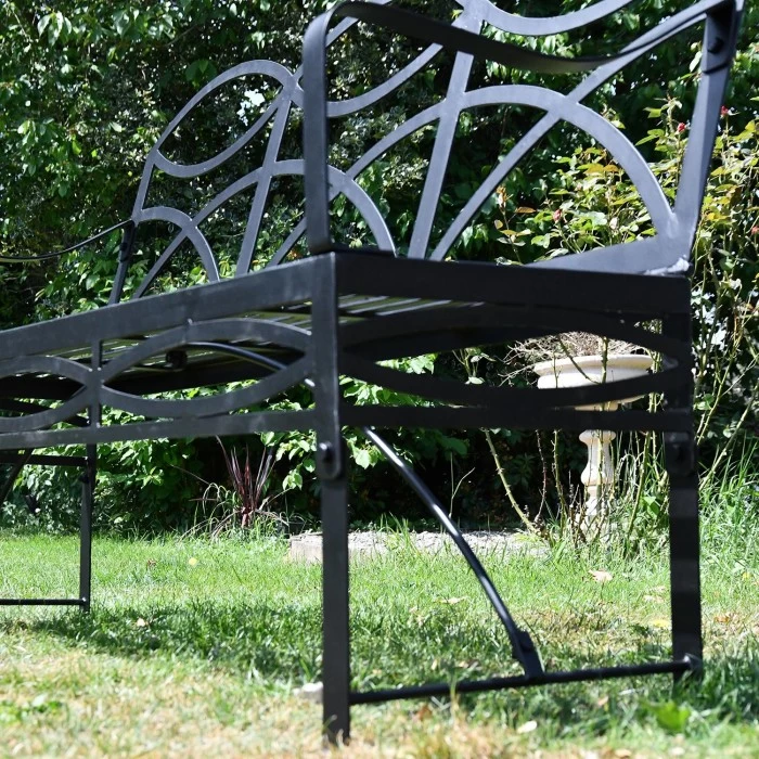 "The Dudley" Wrought Iron Garden Bench - Black 4 "The Dudley" Wrought Iron Garden Bench - Black - Image 2
