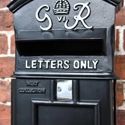 The King George Post Box Slim In Black -Garden Supply Discount Store the king george post box slim in blackq 1