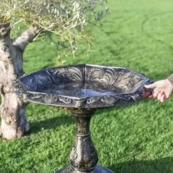 Brushed Gold "Doric" Bird Bath -Garden Supply Discount Store the plumis bird bath 1 1