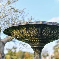 Brushed Gold "Doric" Bird Bath -Garden Supply Discount Store the plumis bird bath 2 1