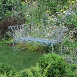 Traditional Antique Blue "Fleur De Lys" Bench