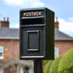 Traditional Cast Iron Black & Gold Post Box