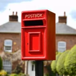 Traditional Cast Iron Red & Gold Post Box