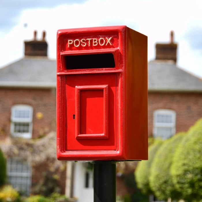 Traditional Cast Iron Red & Gold Post Box 3 Traditional Cast Iron Red & Gold Post Box