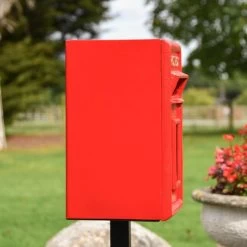 Traditional Red & Gold Post Box And Stand -Garden Supply Discount Store traditional red gold post box and stand 4 1 1