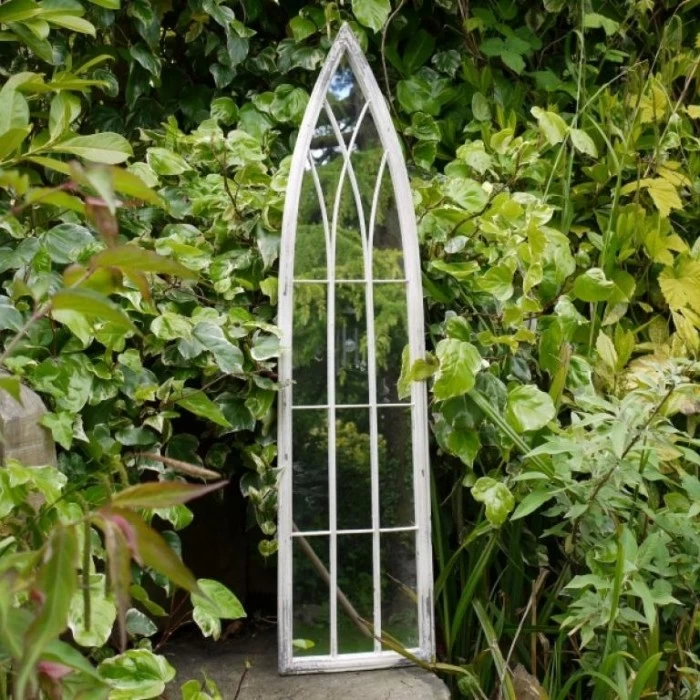 White Arched Garden Mirror - 100cm 3 White Arched Garden Mirror - 100cm