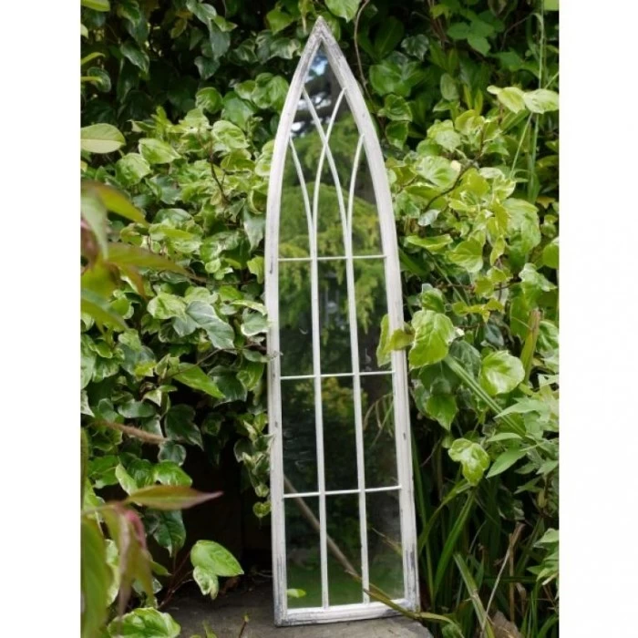 White Arched Garden Mirror - 100cm 4 White Arched Garden Mirror - 100cm - Image 2