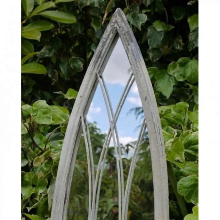 White Arched Garden Mirror - 100cm 5 White Arched Garden Mirror - 100cm - Image 3