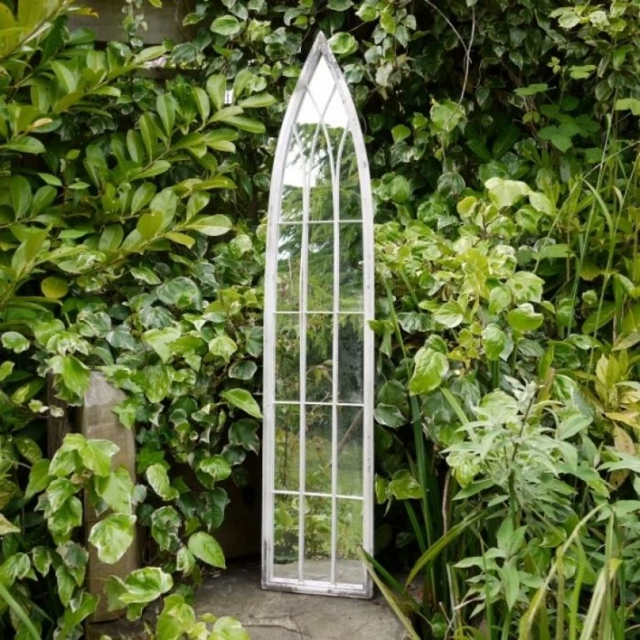 White Arched Garden Mirror - 120cm 3 White Arched Garden Mirror - 120cm