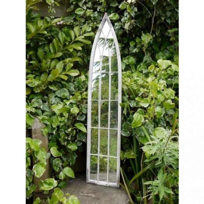 White Arched Garden Mirror - 120cm 4 White Arched Garden Mirror - 120cm - Image 2