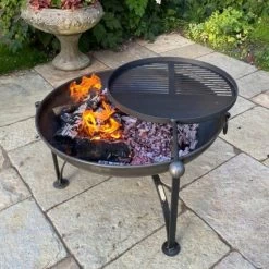 Simple "Plane Jane" Fire Bowls With Swing Arm Barbecue Rack - 90cm -Garden Supply Discount Store ukfp0002 3