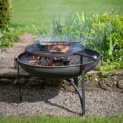 Simple "Plane Jane" Fire Bowls With Swing Arm Barbecue Rack - 90cm -Garden Supply Discount Store ukfp0002 3 3