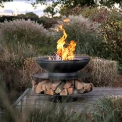 "Ring" Fire Bowl With Log Store - 90cm -Garden Supply Discount Store ukfp0009.90