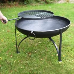 Simple "Plane Jane" Fire Bowls With Swing Arm Barbecue Rack - 90cm -Garden Supply Discount Store ukfp002 60cm kadai bowl scale 5