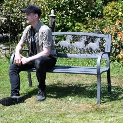 Running Horses Cast Iron & Steel Bench 13 Running Horses Cast Iron & Steel Bench -Garden Supply Discount Store ukga005 3
