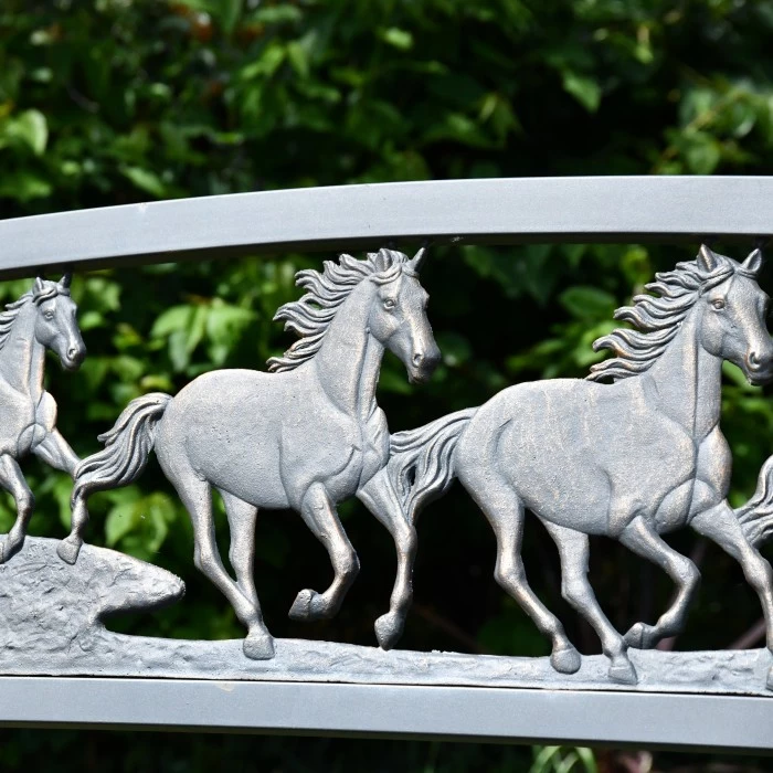 Running Horses Cast Iron & Steel Bench 6 Running Horses Cast Iron & Steel Bench - Image 4