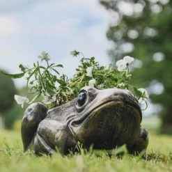 Antique Gold Toad Planter