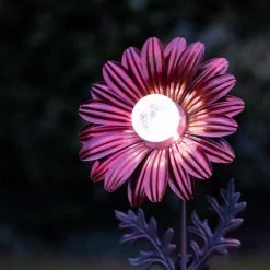 "Red Gerbera Daisy" Solar Light Garden Ornament -Garden Supply Discount Store ukj0137