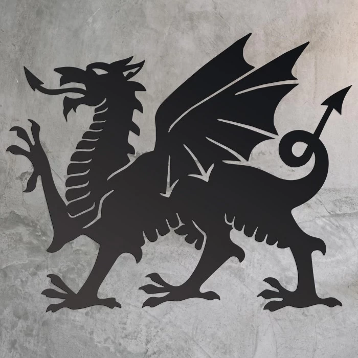 Black Welsh Dragon Wall Art - 60cm - Image 4