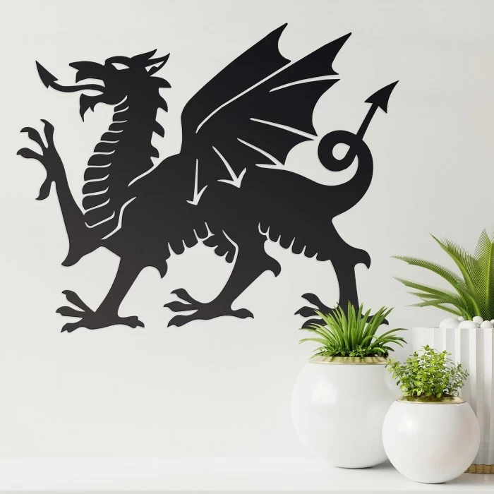 Black Welsh Dragon Wall Art - 60cm - Image 2