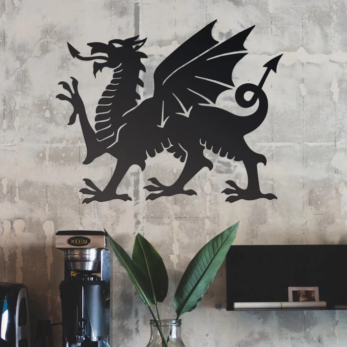 Black Welsh Dragon Wall Art - 60cm - Image 6
