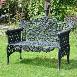 "Wayland" Antique Green Leaf Bench -Garden Supply Discount Store wayland antique green leaf bench