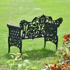 "Wayland" Antique Green Leaf Bench -Garden Supply Discount Store wayland antique green leaf bench 6