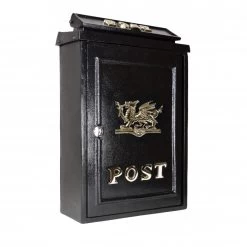 Deluxe Polished Brass “Draig- Welsh Dragon" Wall Mounted Post Box -Garden Supply Discount Store welsh dragon motif post box polished brass 2