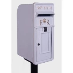'Original Reproduction' White Elizabeth Regina Post & Parcel Box With Stand