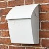 Cream Contemporary Post Box With Lock -Garden Supply Discount Store white lockable contemporary post box in situ