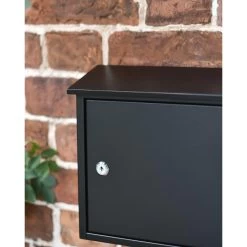Wide Steel Black Wall Mounted Post Box With Lock & Reflector Plate 15 Wide Steel Black Wall Mounted Post Box With Lock & Reflector Plate -Garden Supply Discount Store wide steel black wall mounted post box with lock reflector plate 2